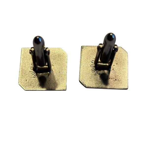 Vintage 1960's Swank Jewelry Cufflinks Silver & gray brown opalescent stones - Picture 3 of 6